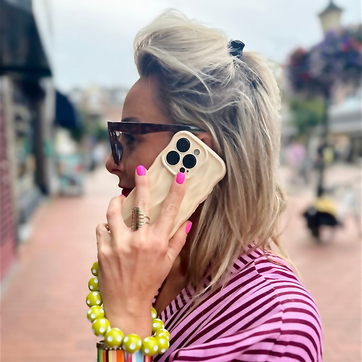 Telefoonkoord Polkadot - Pistache