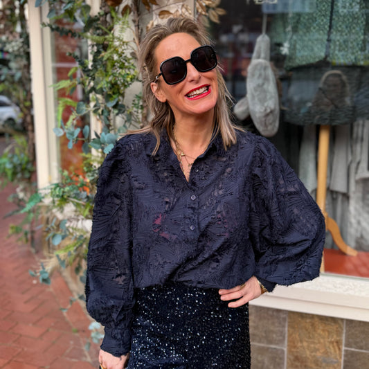 Blouse met Structuur - Navy