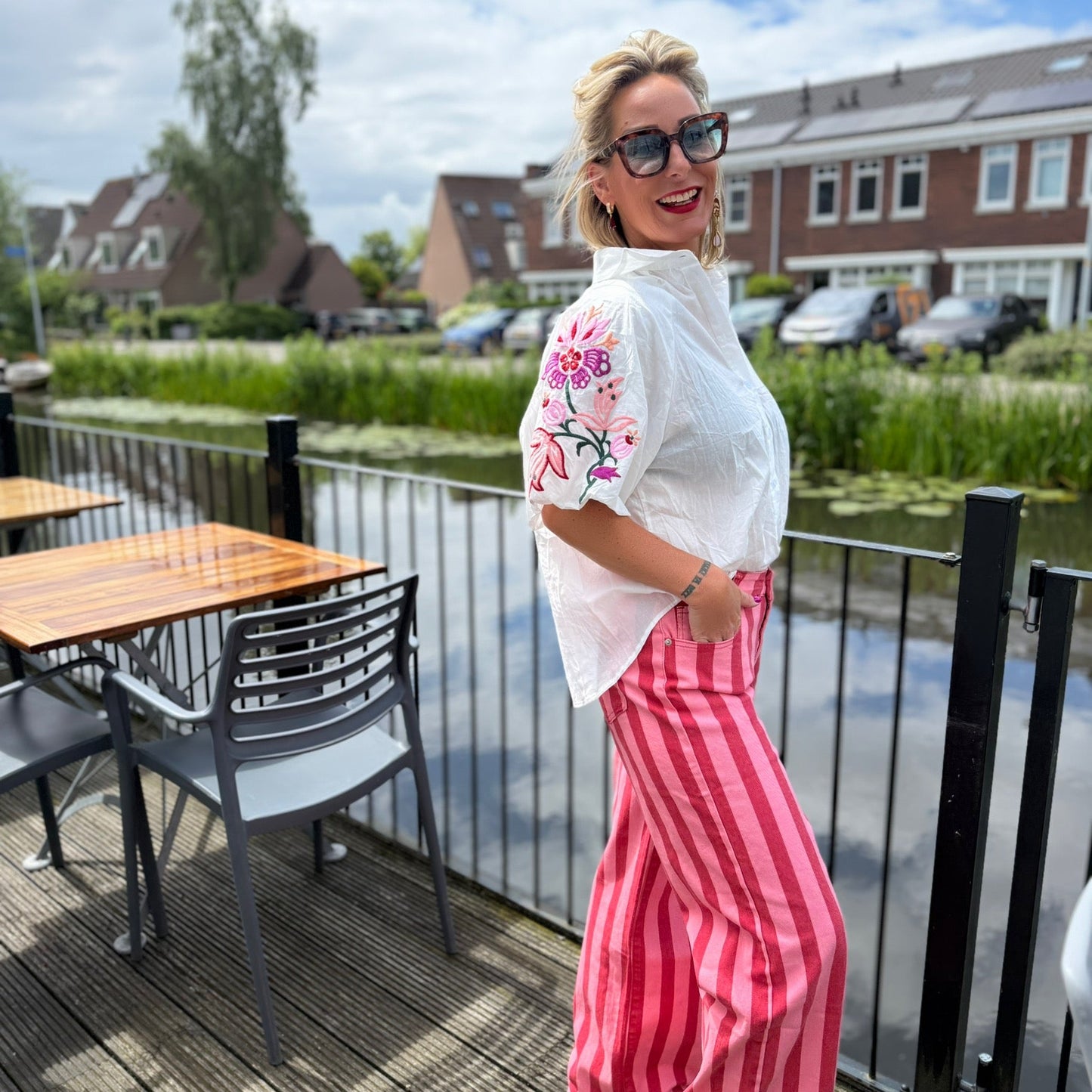 Jeans Streep - Roze/Rood