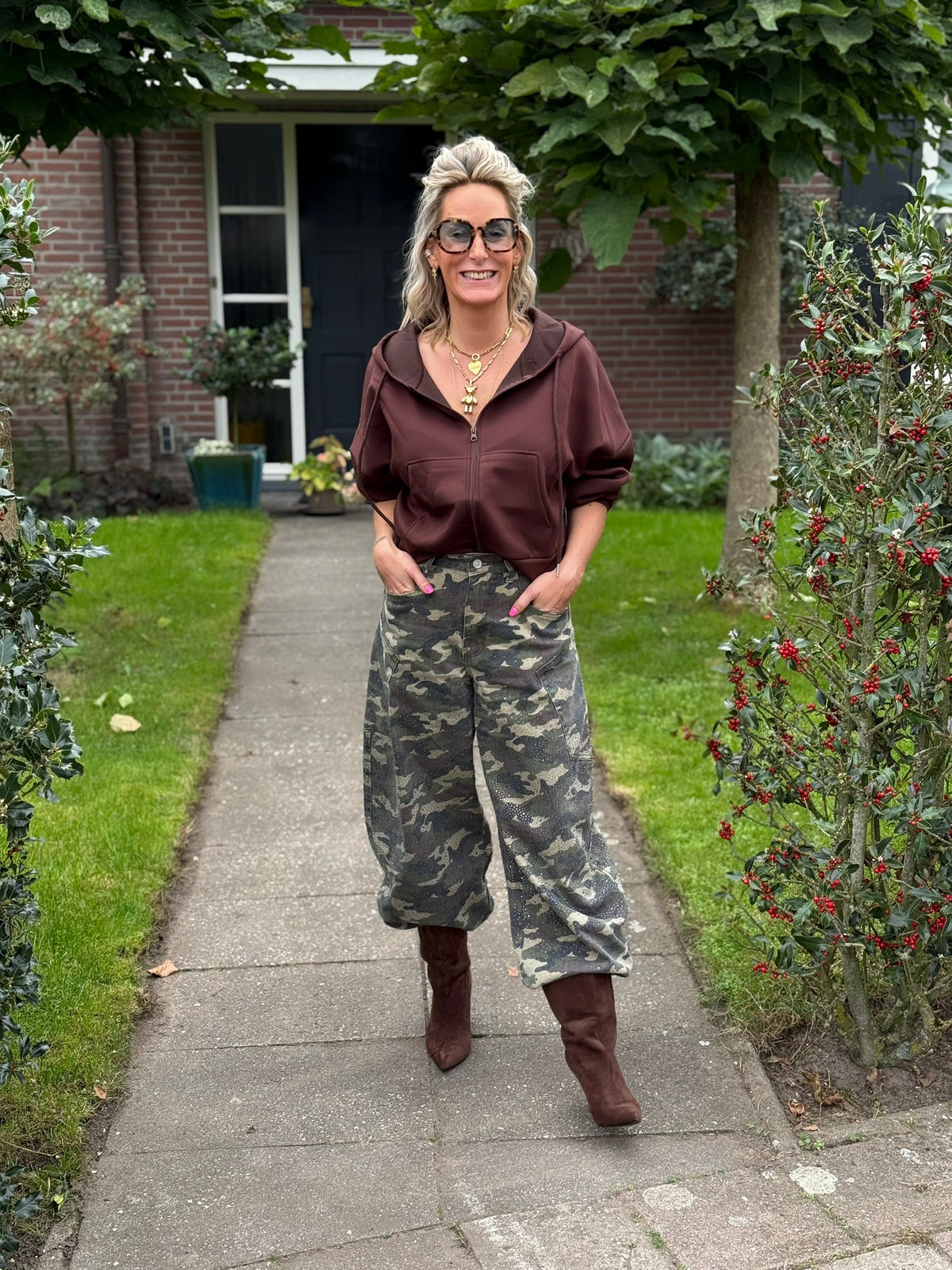 Jeans Barrel Strass - Camouflage
