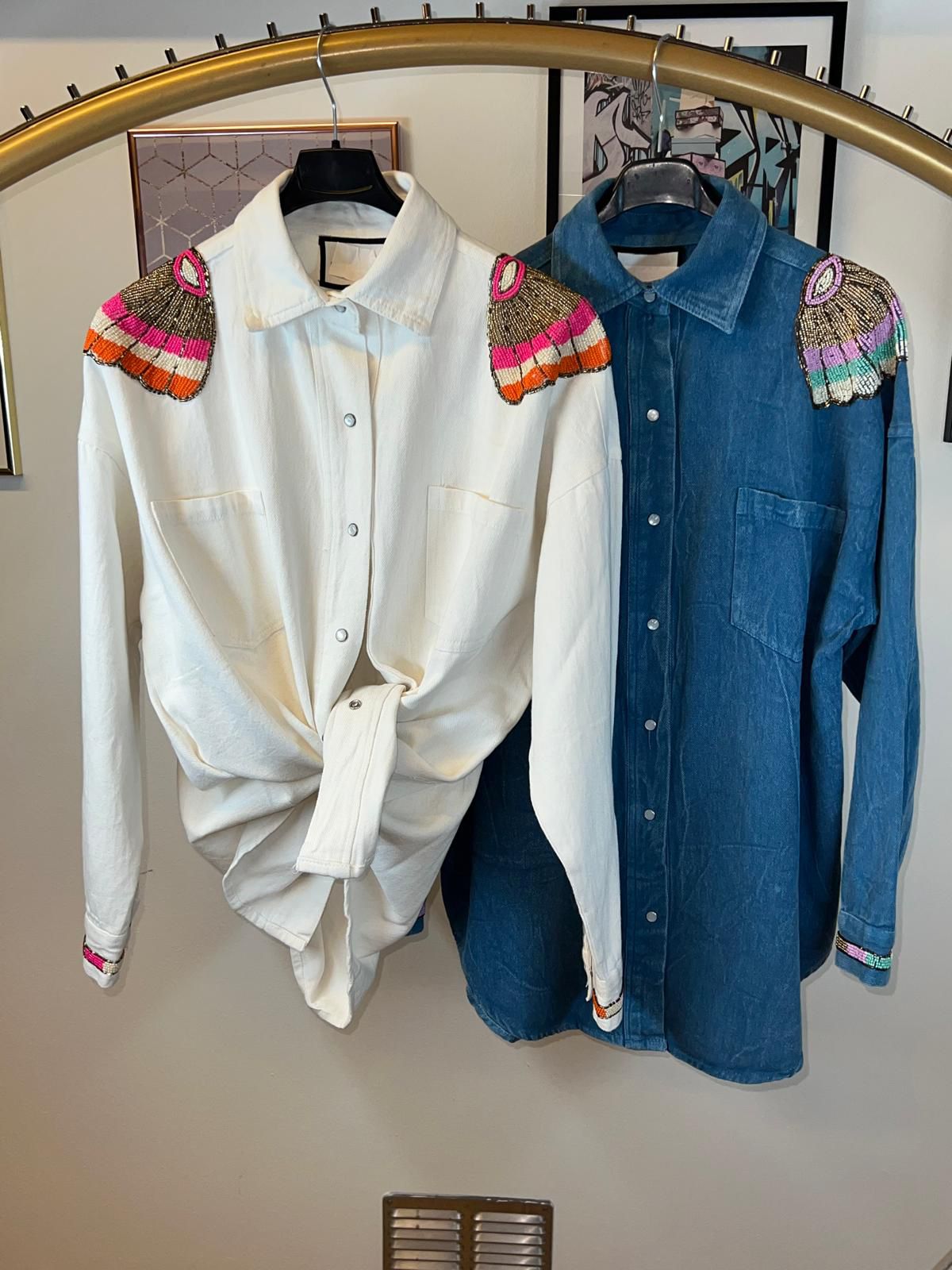 Blouse Steentjes - Denim