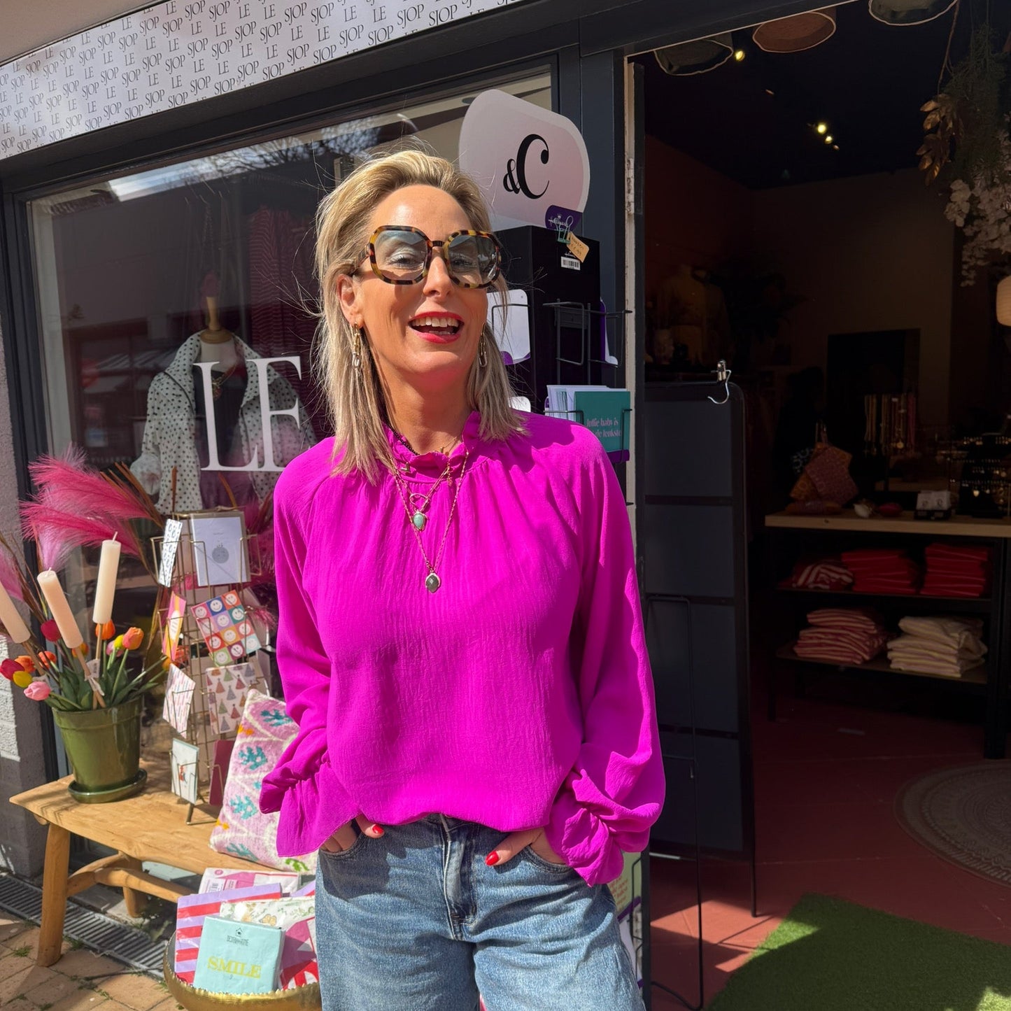 Blouse Ruffle - Magenta