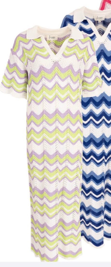 Maxi Jurk Gehaakt - Lime/Lila