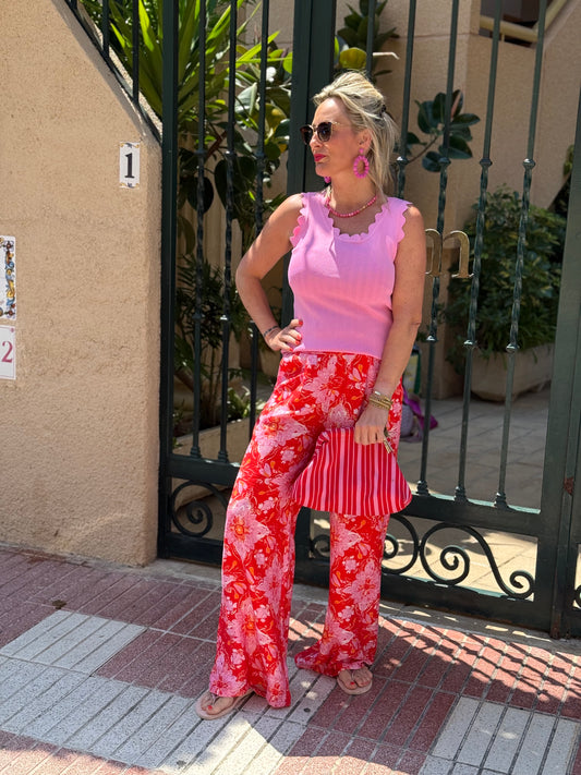Pantalon Bloem - Rood/Roze