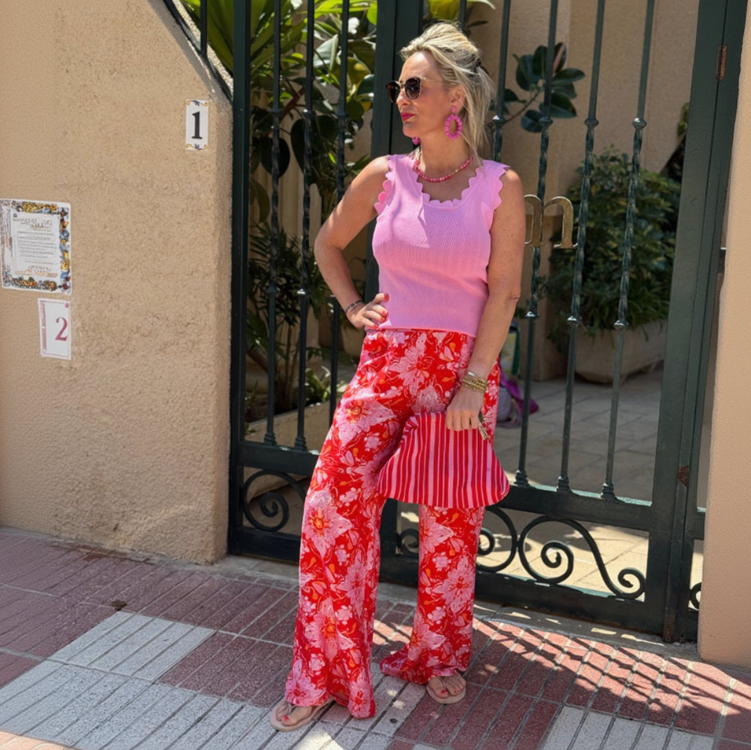 Pantalon Bloem - Rood/Roze