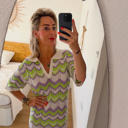 Maxi Jurk Gehaakt - Lime/Lila