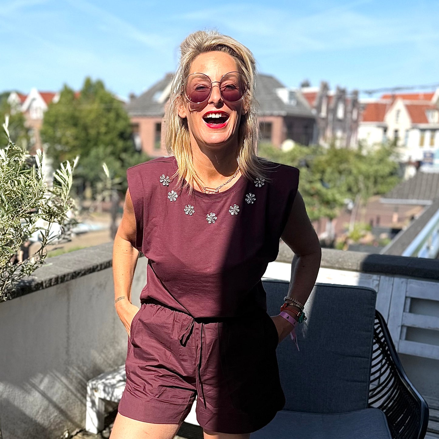 Top Strass - Burgundy