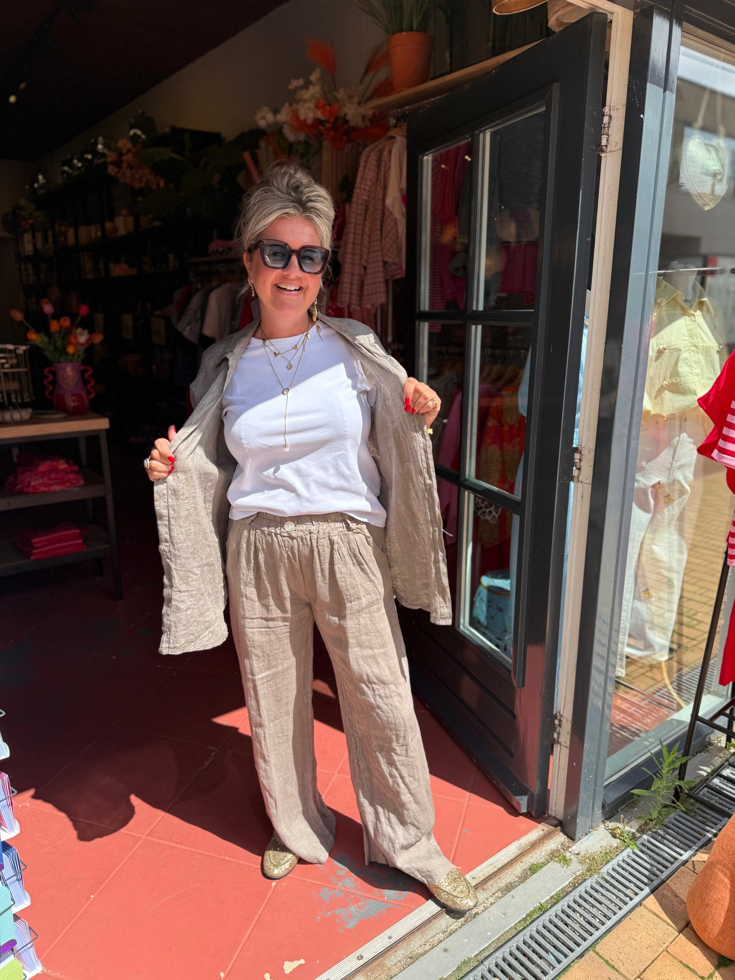 Blouse Linnen - Taupe