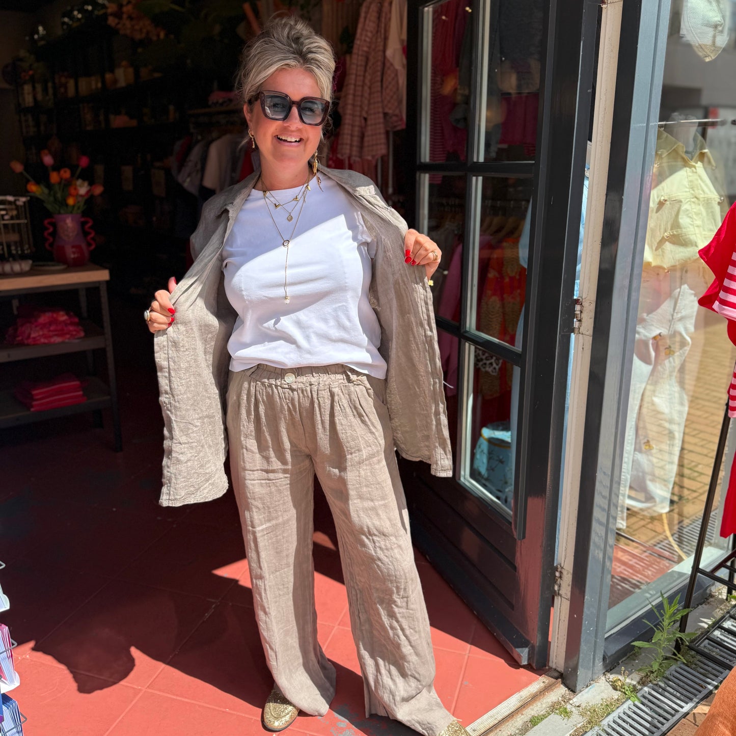 Blouse Linnen - Taupe