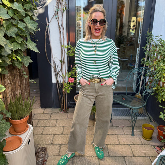 Longsleeve Streep - Groen/Crème