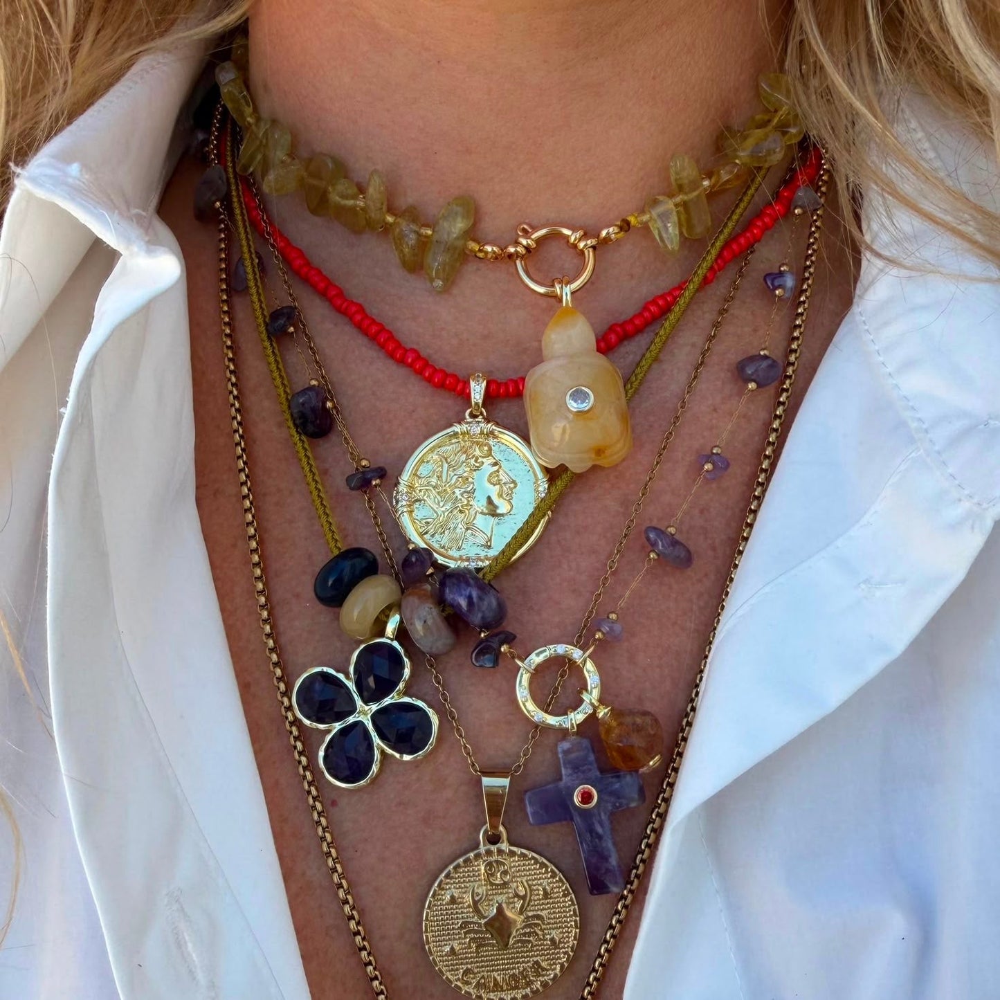 Ketting Kraal Schildpad - Geel