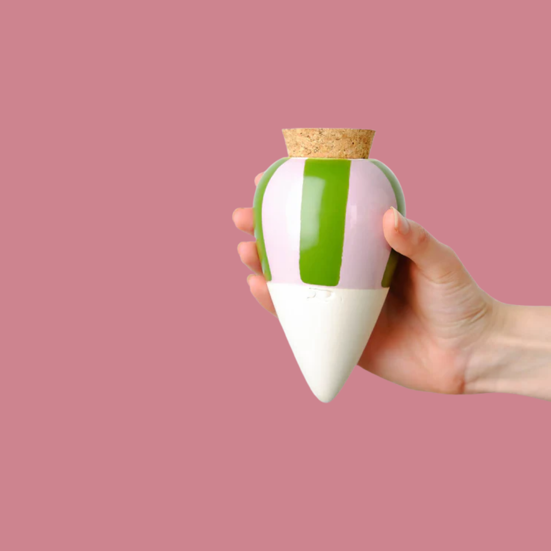 Olla waterpot Groen met Lila strepen
