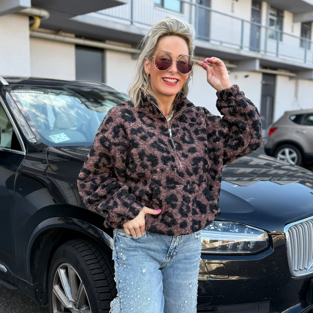 Trui Luipaard Zipper - Bruin
