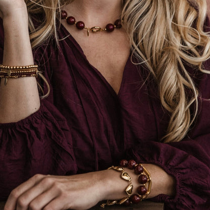 Armband Luxe Kraal - Wijnrood