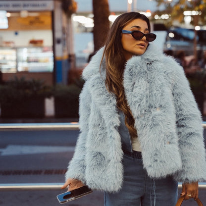 Jas Faux Fur - Zacht Blauw