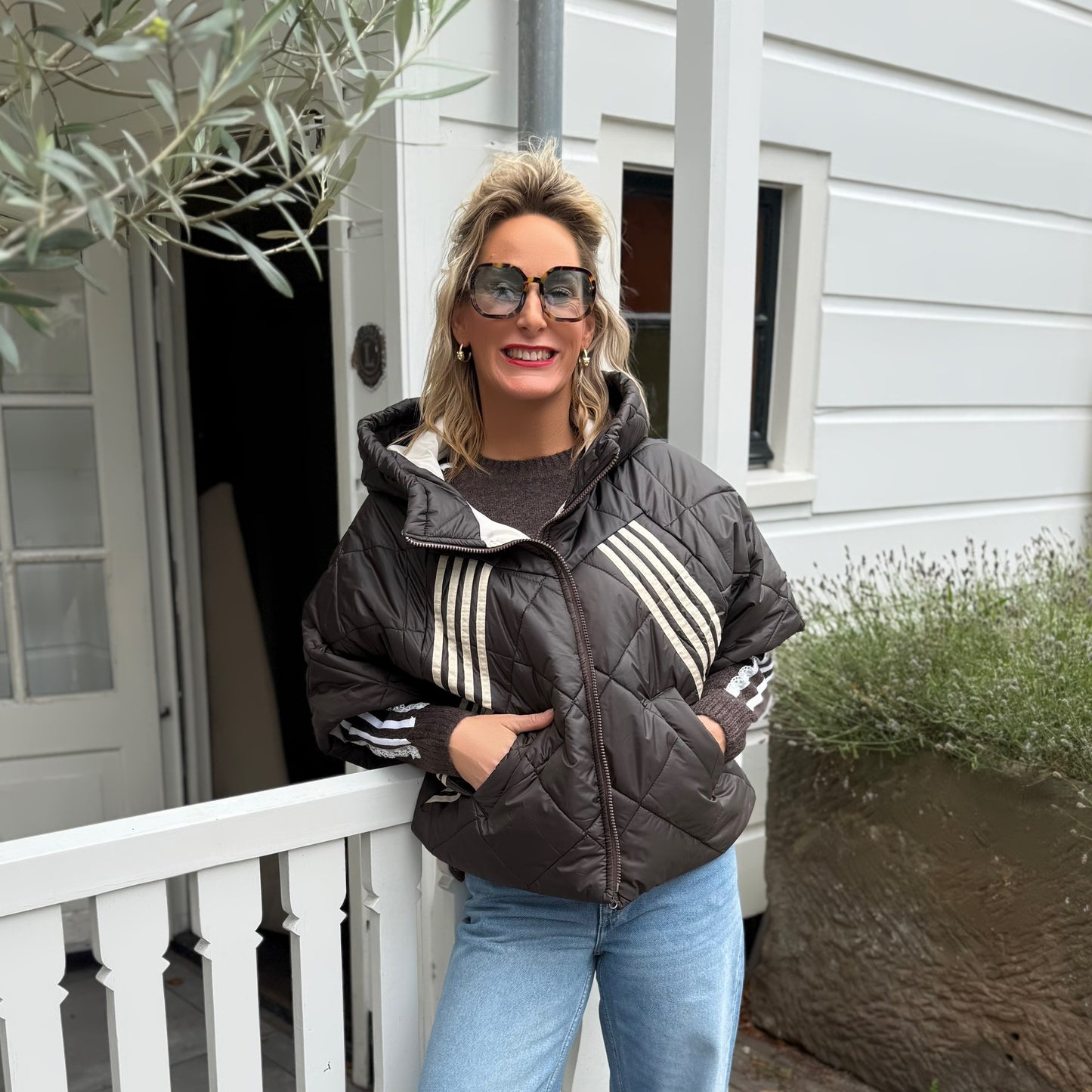 Bodywarmer Streep - Bruin