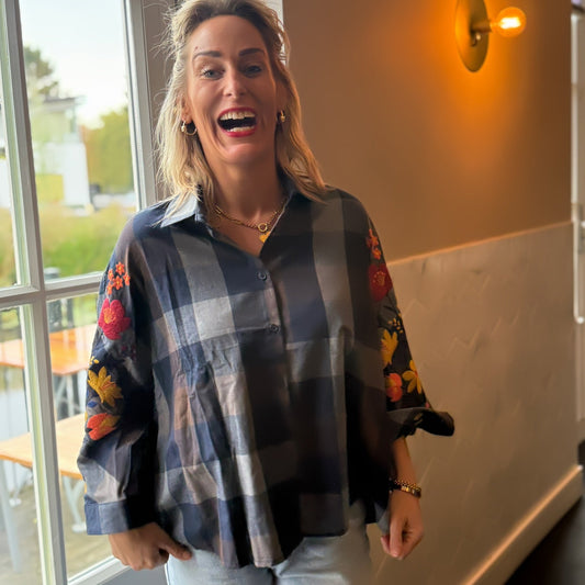Blouse Bloem - Blauw