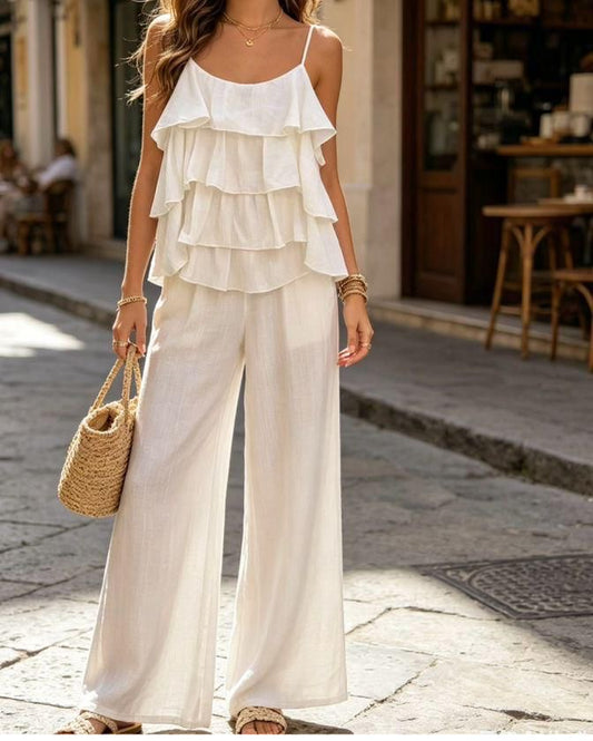 Setje Ruffle - Gooisch Beige
