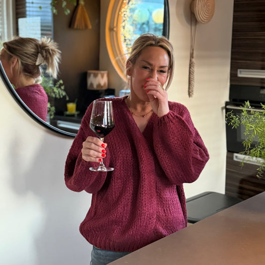 Vest Gebreid - Wijn Rood