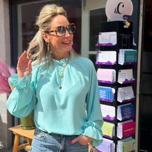 Blouse Ruffle - Aqua