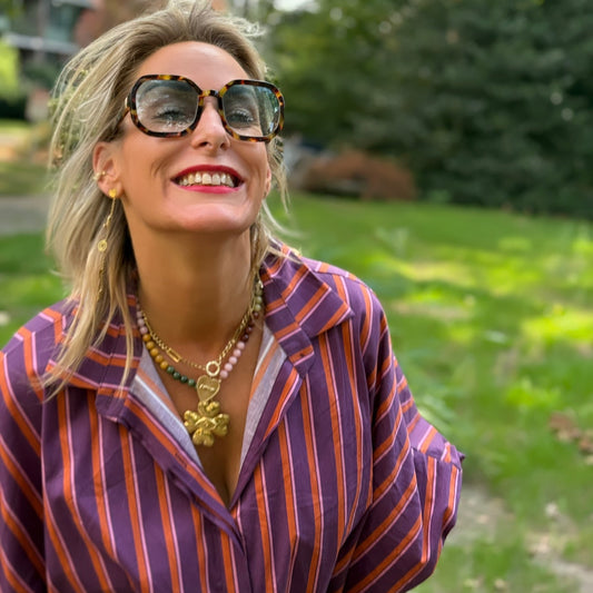 Blouse Streep - Paars/Oranje