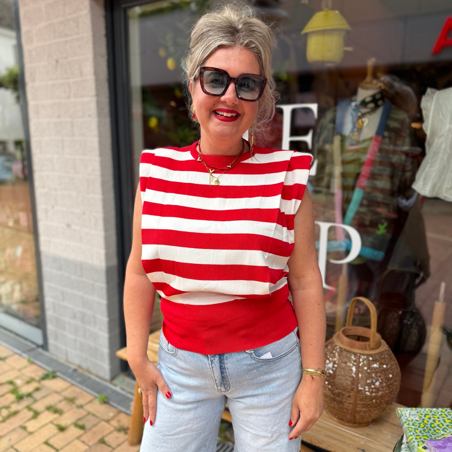 Top Streep - Rood/Wit