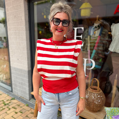 Top Streep - Rood/Wit