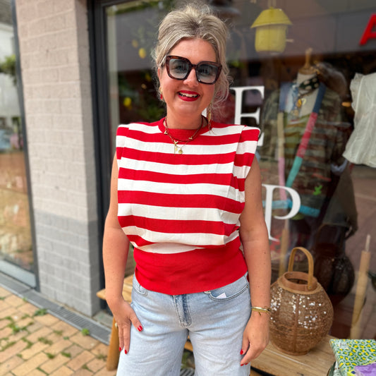 Top Streep - Rood/Wit