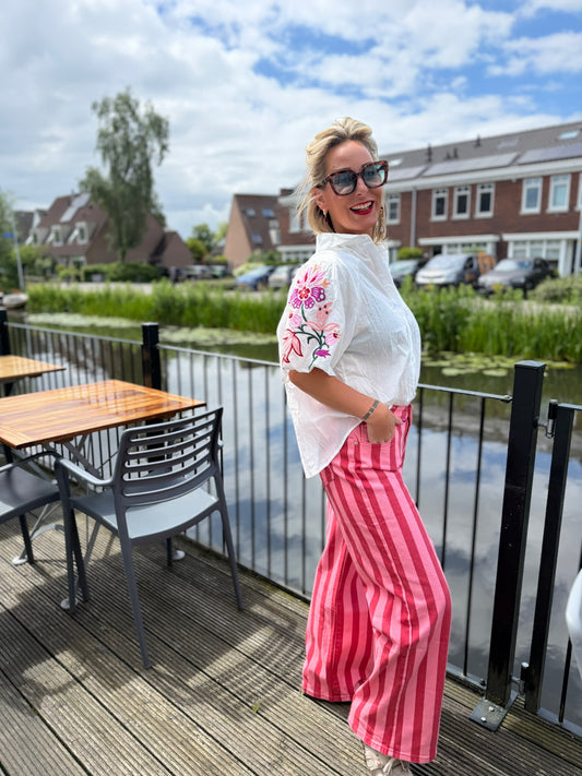 Blouse Bloem - Wit/Roze