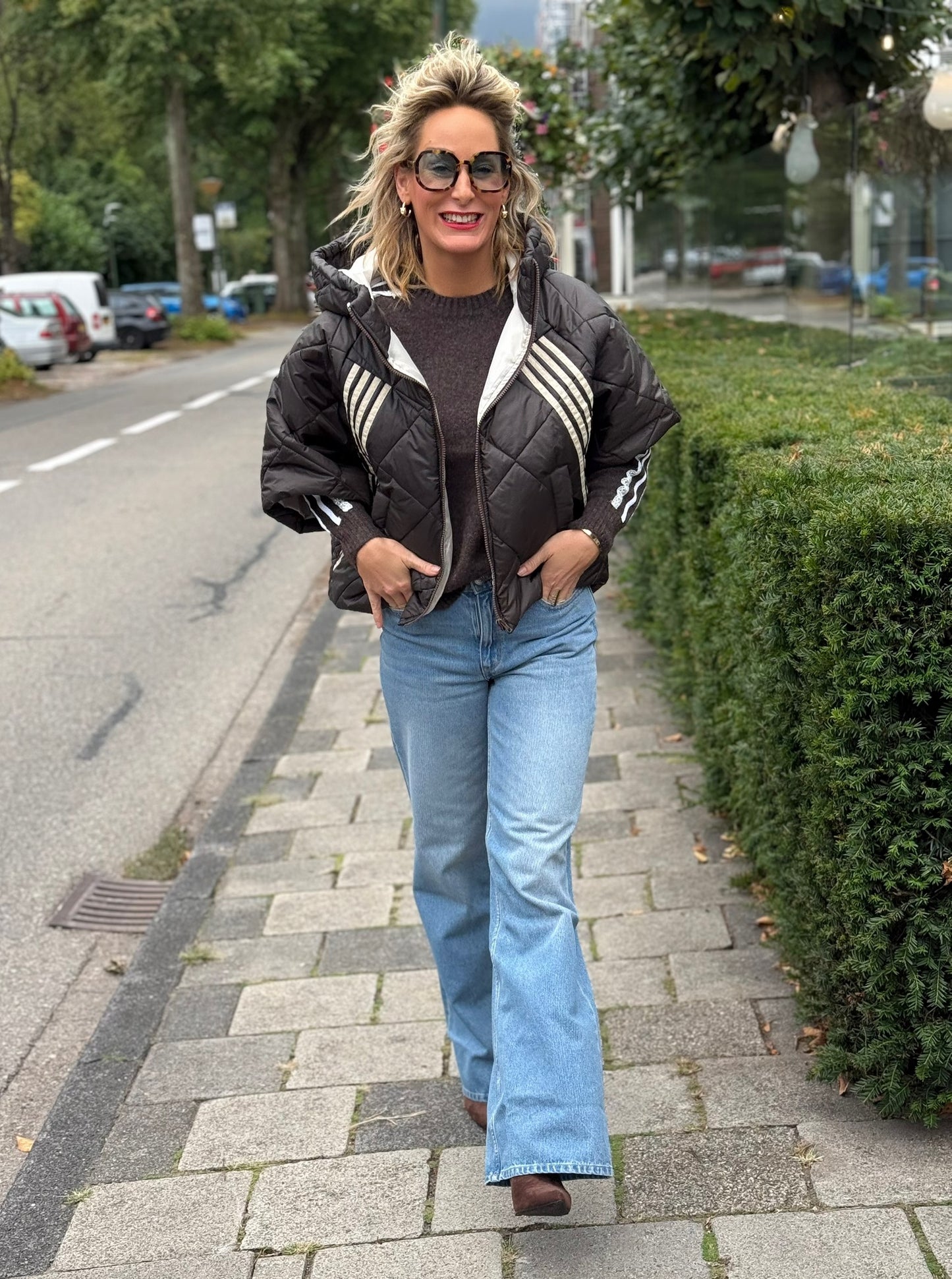 Bodywarmer Streep - Bruin
