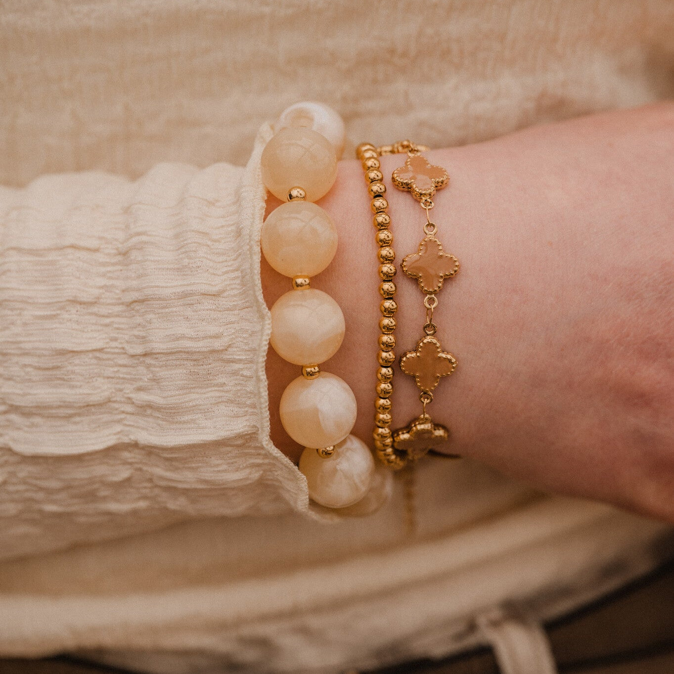 Armband Luxe Kraal - Butter Yellow
