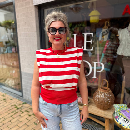 Top Streep - Rood/Wit