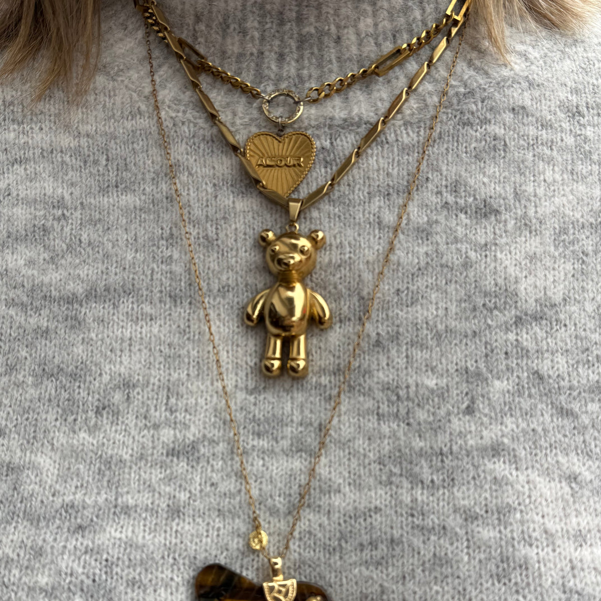 Ketting Teddybeer - Goud