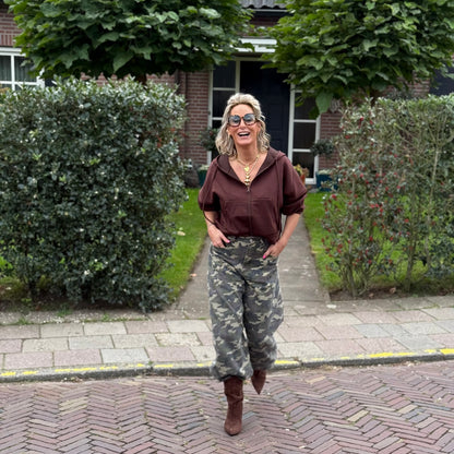 Jeans Barrel Strass - Camouflage