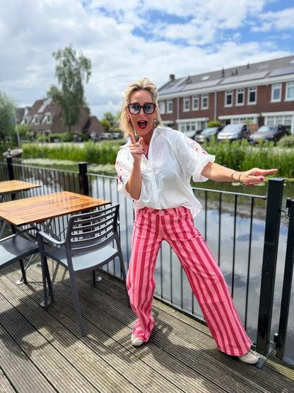 Blouse Bloem - Wit/Roze