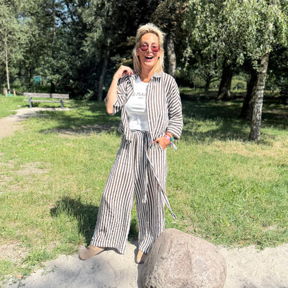 Broek Streep - Bruin/Wit