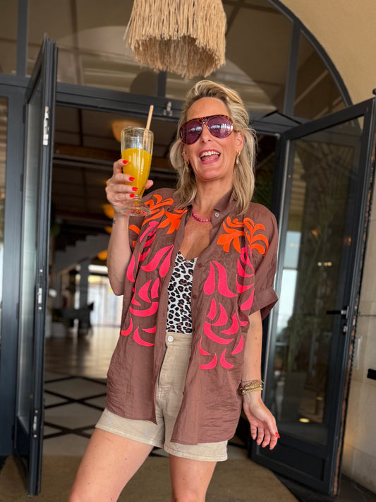 Blouse Print - Bruin