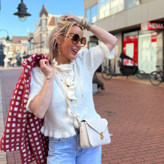 Vestje Ruffle - Wol Wit