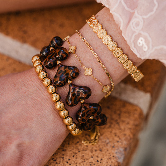 Armband Luxe Hart - Luipaard