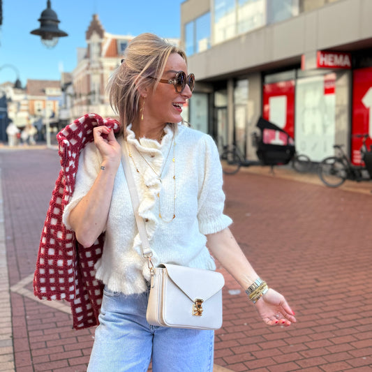 Vestje Ruffle - Wol Wit