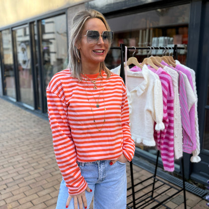Longsleeve Streep - Oranje/Zalm
