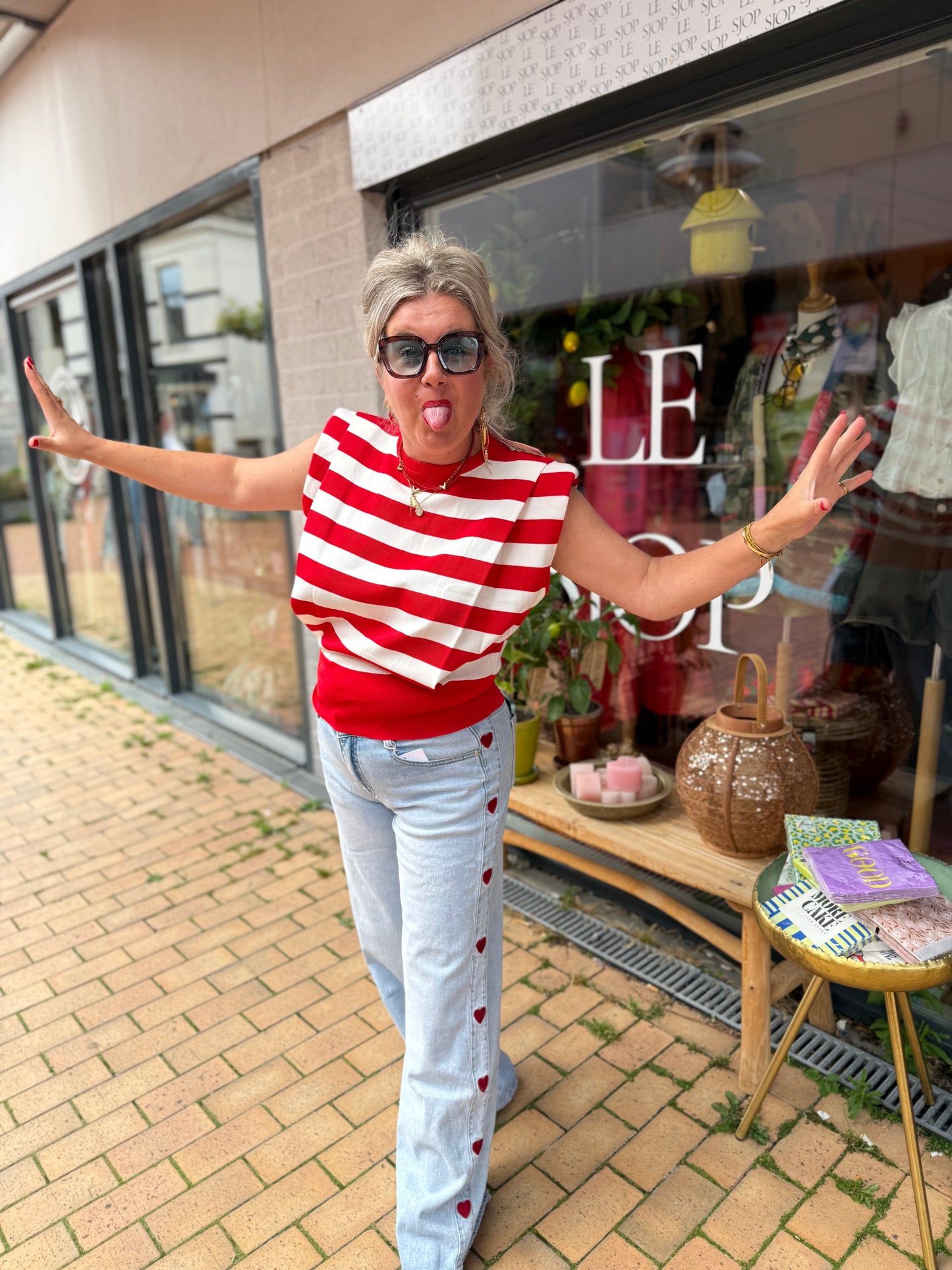 Top Streep - Rood/Wit