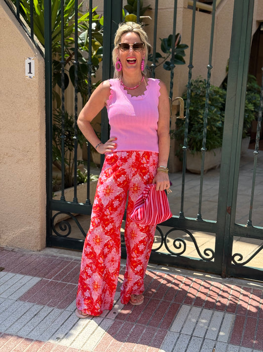 Pantalon Bloem - Rood/Roze