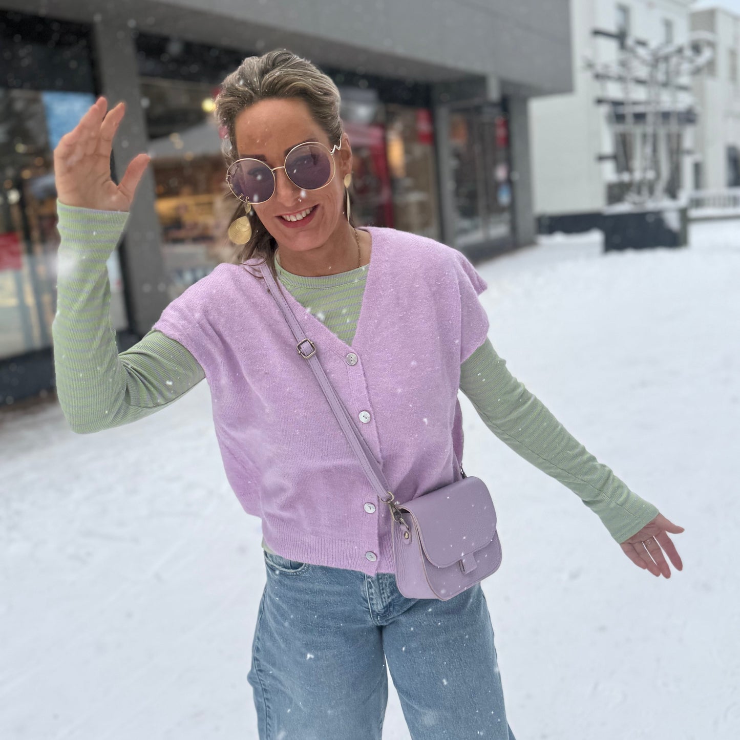 Basic Streep Top - Mint/Lila