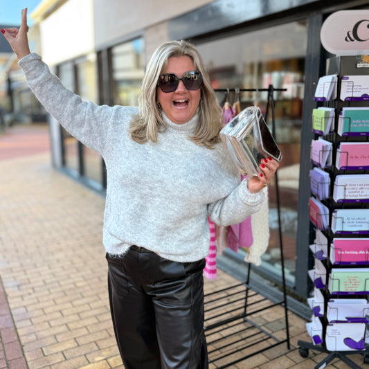 Trui Col - Gemêleerd Grijs