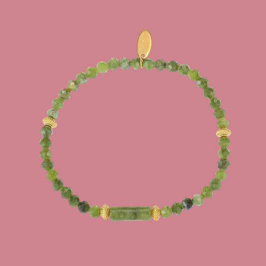 Armband Kraaltjes Glow -Groen Jaspis