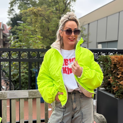Jas Reversible - Neon Groen/Beige