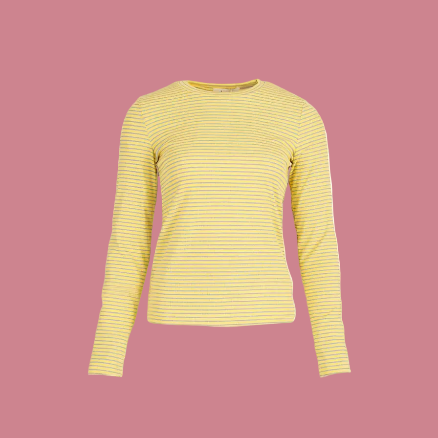 Basic Streep Top - Geel/Lila