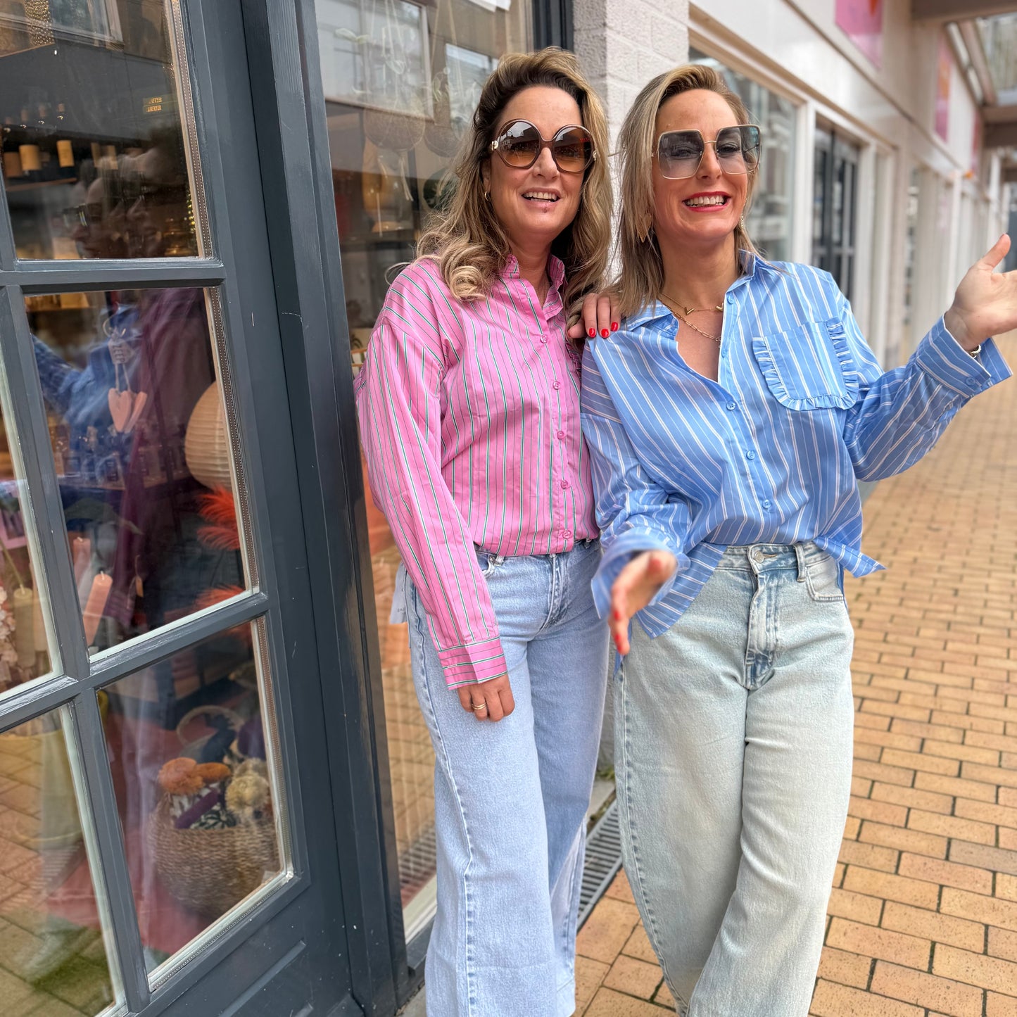 Blouse Streep - Roze/Groen