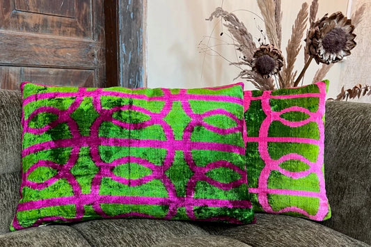 Ikat Kussen - Roze/Groen